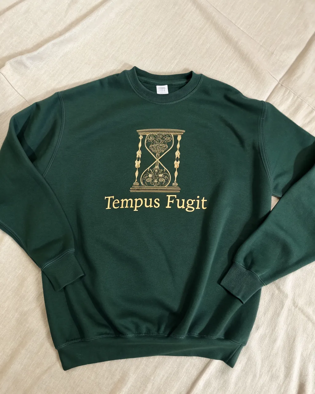 Tempus Fugit forest green crewneck