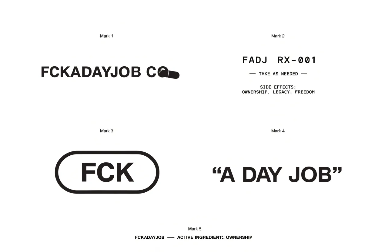 fckadayjob — logo design sheet