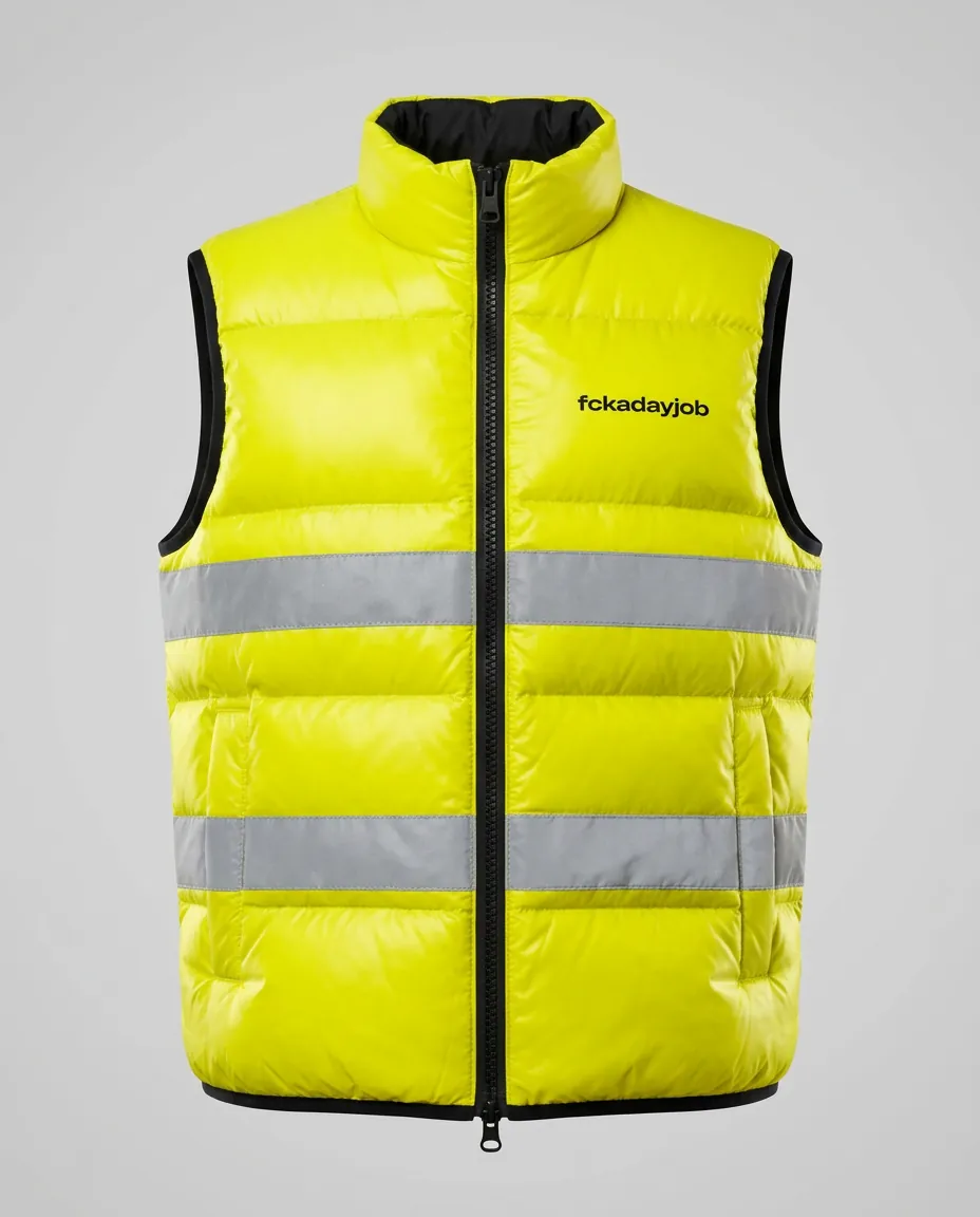 Hi-vis puffer vest — render