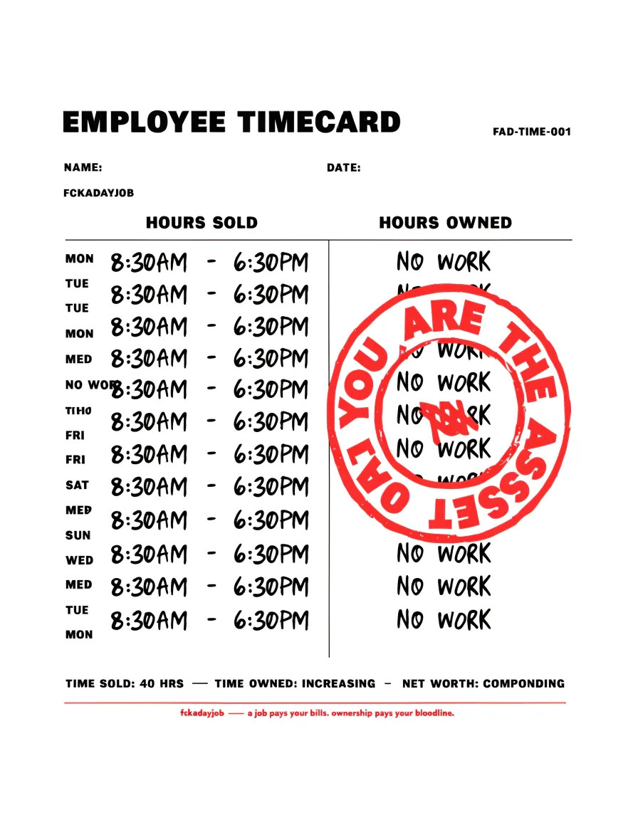 EMPLOYEE TIMECARD — screen-print art