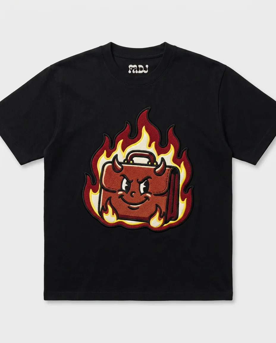 Leaked sample — devil briefcase chenille tee