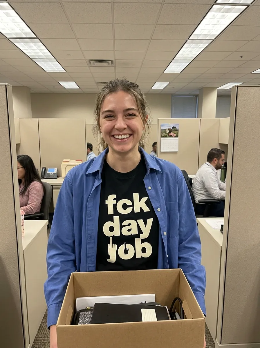 fck day job tee — last day at the office